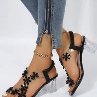 WW | Sandalen Mit Riemen Und Strass Hohe Absätze