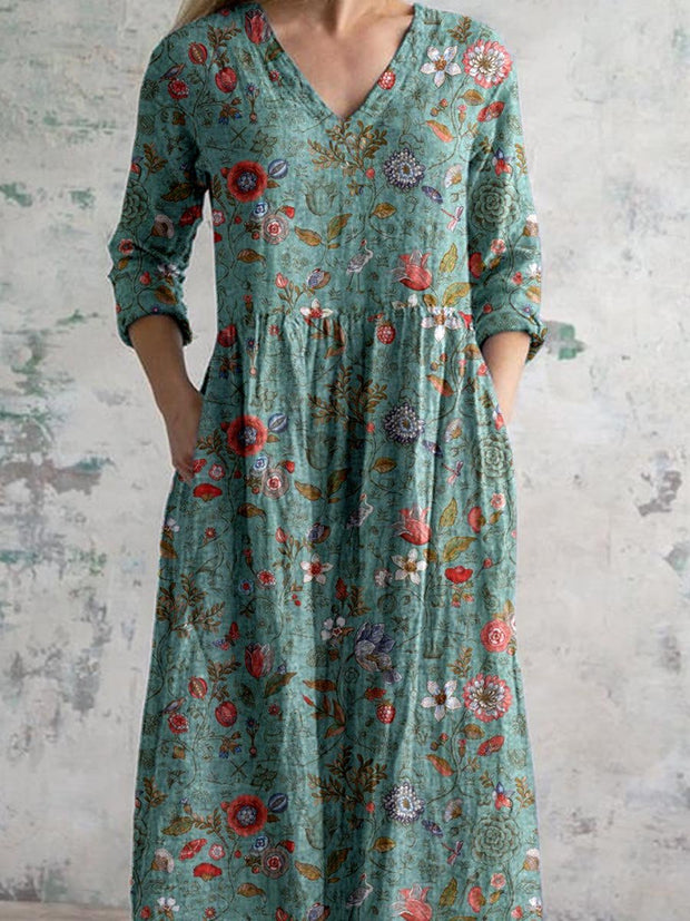 WW | V-Ausschnitt Blumen Kleid