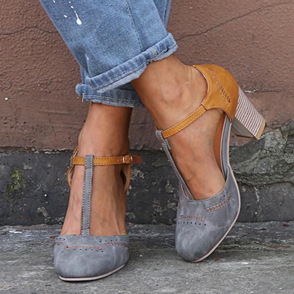 W&W Mode - Hochhackige Schuhe mit runder Zehe und spitzem Riemen