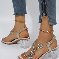 WW | Sandalen Mit Riemen Und Strass Hohe Absätze