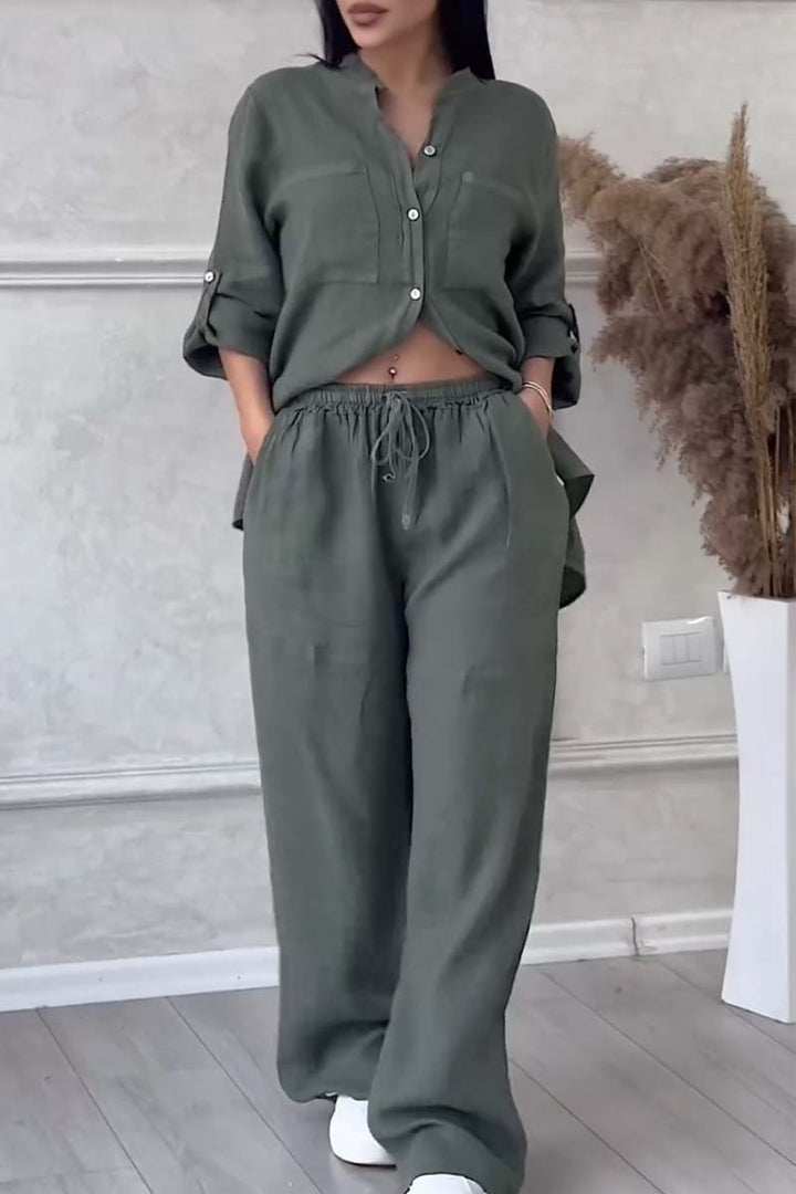 W&W Mode | Zweiteiliges Set mit Hosen aus Baumwolle und Leinen