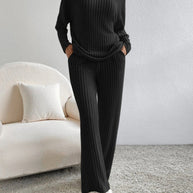 Fatima™ - V-Ausschnitt Geripptes Design Bequemes 2-teiliges Lounge-Set