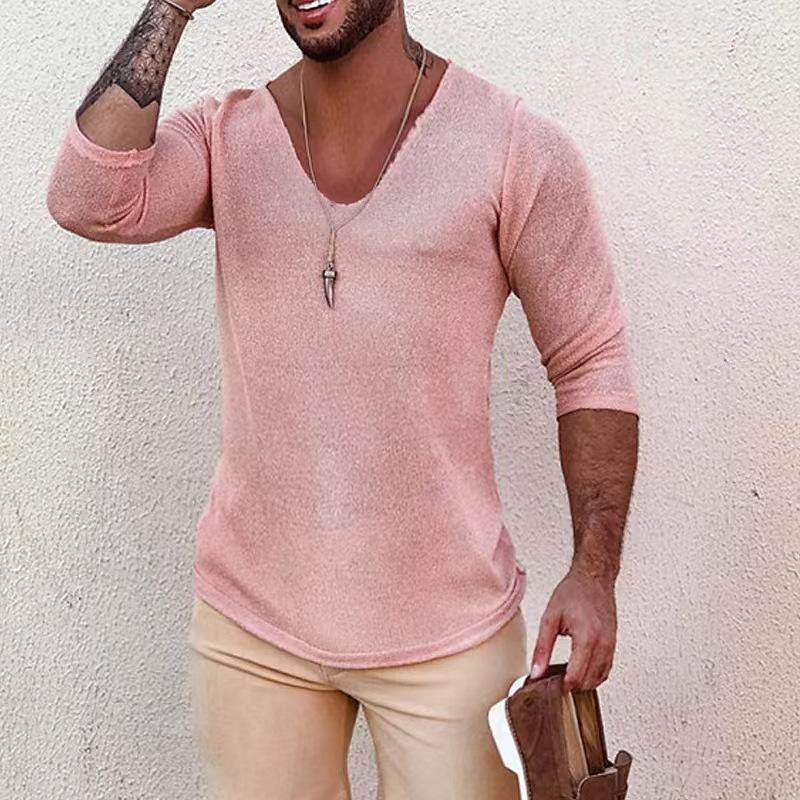 WW | Modische Leichte V-hals Pullover Für Herren Mit Langen Ärmeln