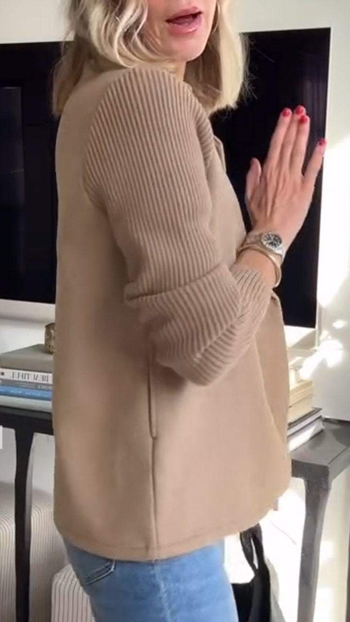 WW | Damen Blazer aus veganer Wolle mit gestrickten Ärmeln