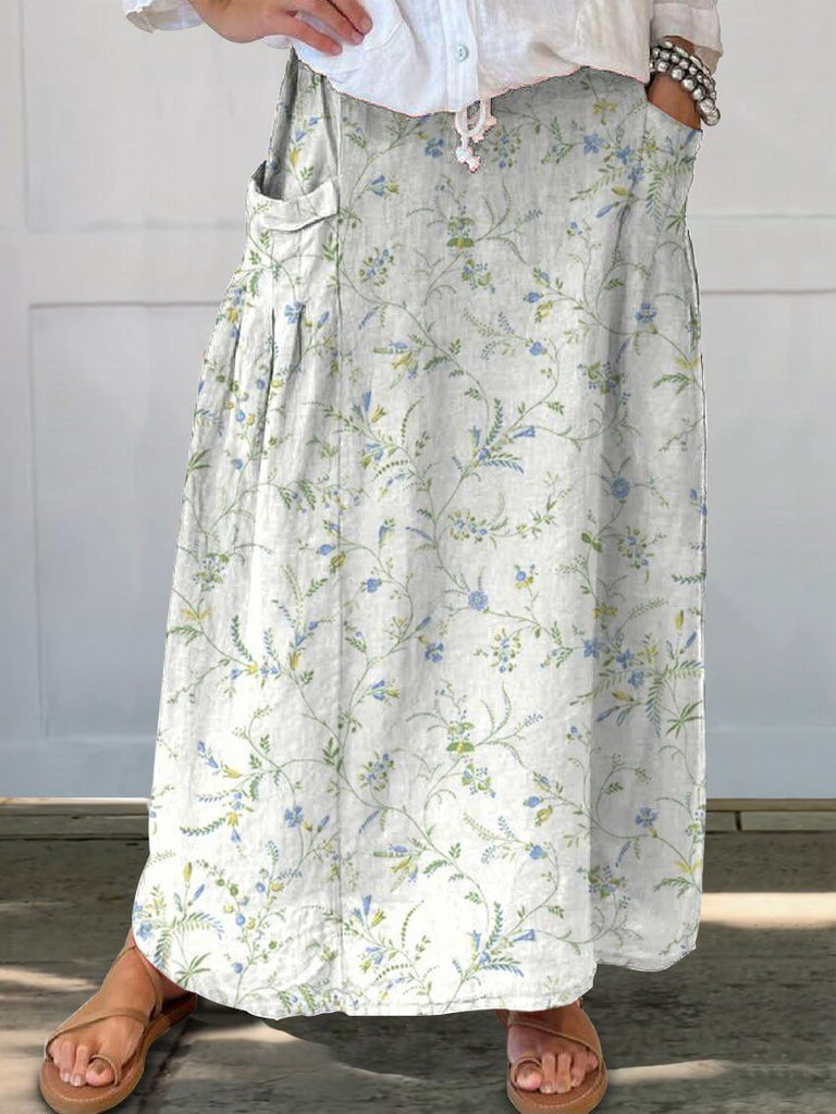 WW | Floret Print Damen Leinen Tasche Rock