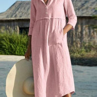 WW | und Leinen Kleid mit Halbarm