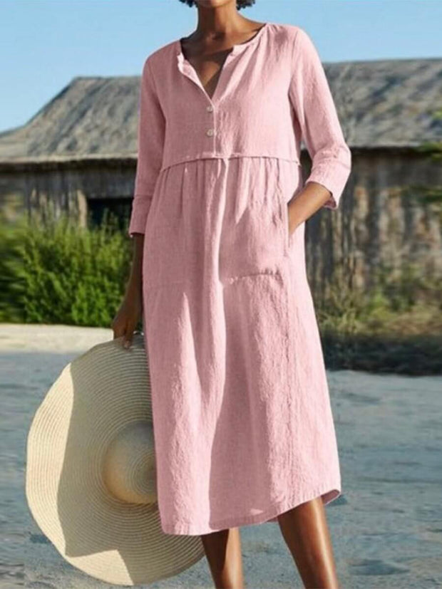 WW | und Leinen Kleid mit Halbarm