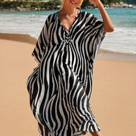 WW | Strandkleid mit Zebradruck und V-Ausschnitt