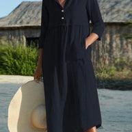 WW | und Leinen Kleid mit Halbarm