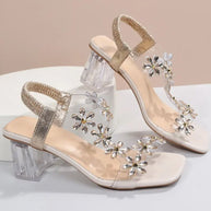 WW | Sandalen Mit Riemen Und Strass Hohe Absätze