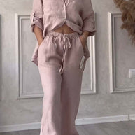 WW | Zweiteiliges Set mit Hosen aus Baumwolle und Leinen