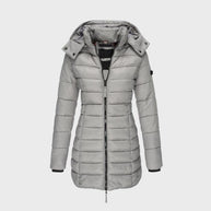 WW - modischer langer Mantel mit weichem Innenfutter und Kapuze