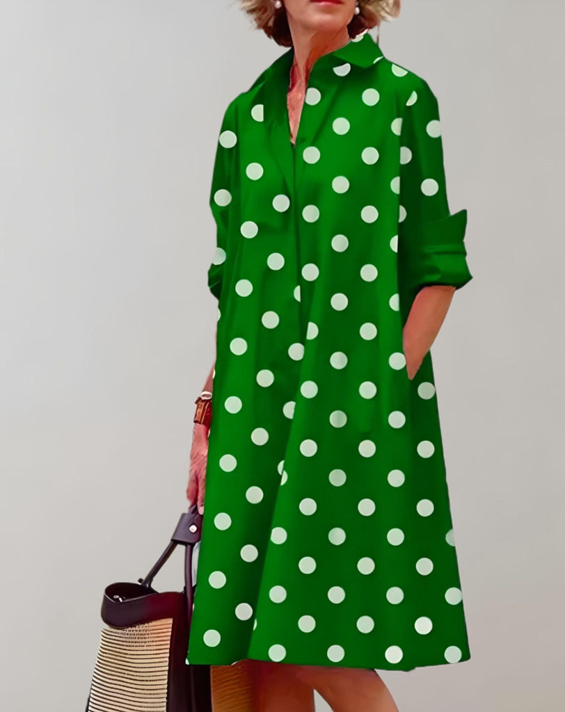 WW | Schön Sitzendes Weites Kleid Mit Seitentaschen Und Halblangen Ärmeln Kleid