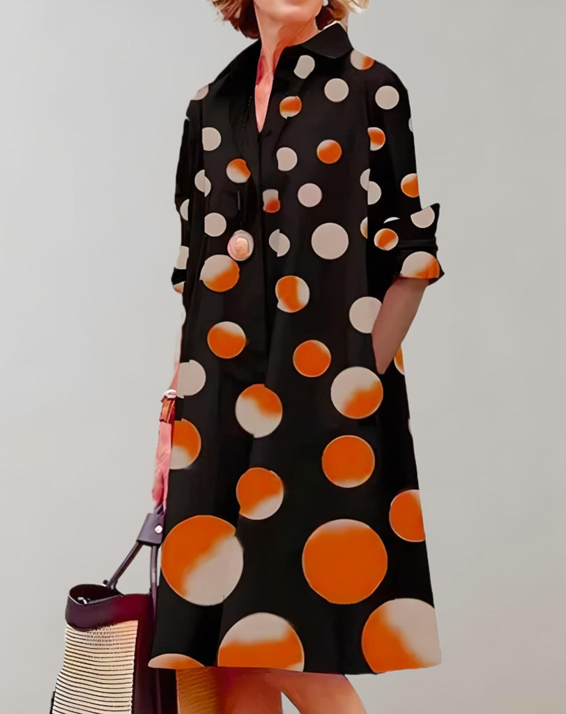 WW | Schön Sitzendes Weites Kleid Mit Seitentaschen Und Halblangen Ärmeln Kleid