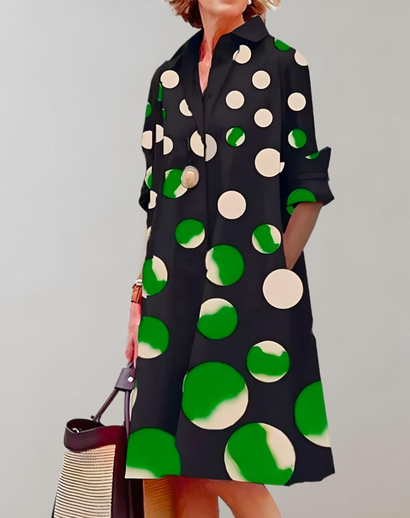 WW | Schön Sitzendes Weites Kleid Mit Seitentaschen Und Halblangen Ärmeln Kleid