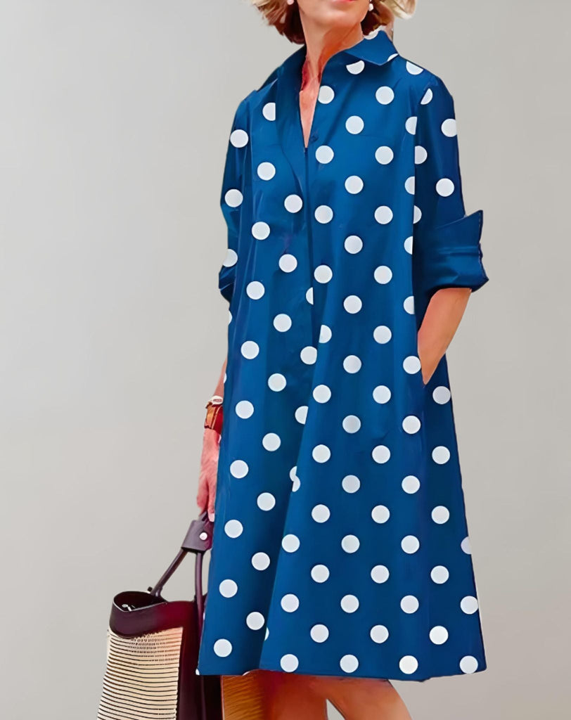 WW | Schön Sitzendes Weites Kleid Mit Seitentaschen Und Halblangen Ärmeln Kleid