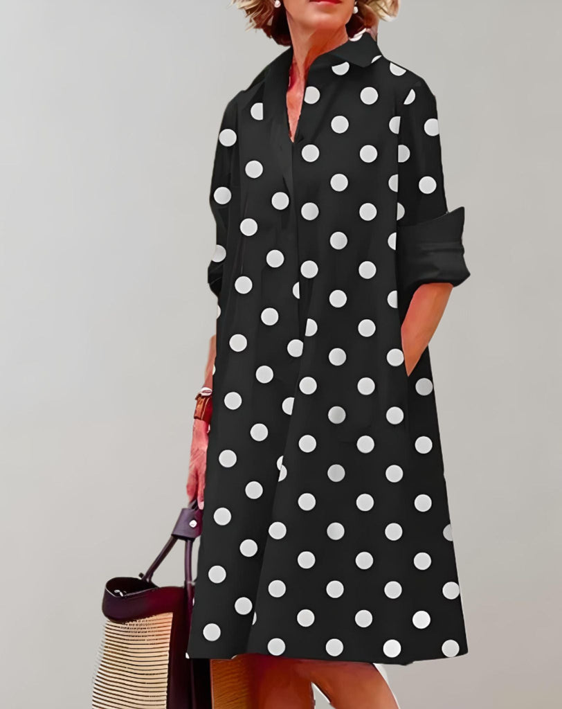 WW | Schön Sitzendes Weites Kleid Mit Seitentaschen Und Halblangen Ärmeln Kleid