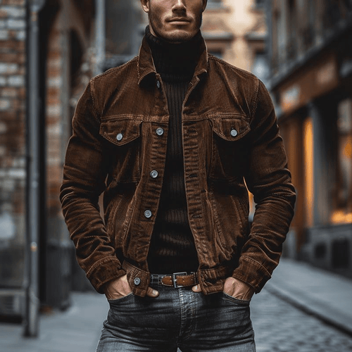 WW | Stilvolle Herren Jacke Weinlese Cord Jacke Trendy Design