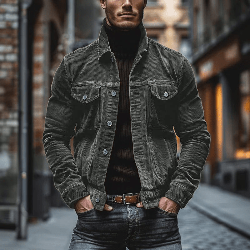 WW | Stilvolle Herren Jacke Weinlese Cord Jacke Trendy Design