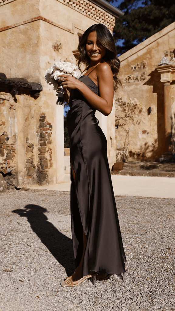 WW | Schicke Maxi Kleid Damen Kleid Hohe Spalte