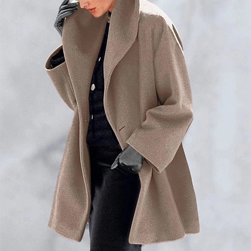 W&W Mode | Wollmantel mit breitem Kragen für Damen