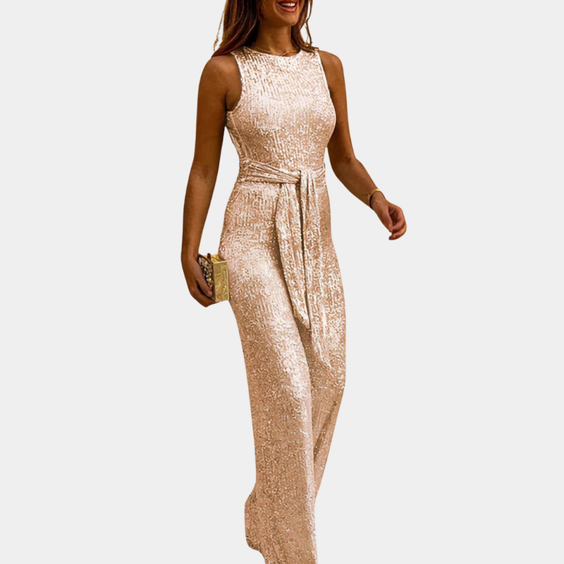 WW | Glitzer Jumpsuit Mit Taillengürtel Für Damen