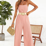 WW | Eleganter Jumpsuit mit Spaghetti-Trägern und Gürtel