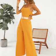 WW | Eleganter Jumpsuit mit Spaghetti-Trägern und Gürtel