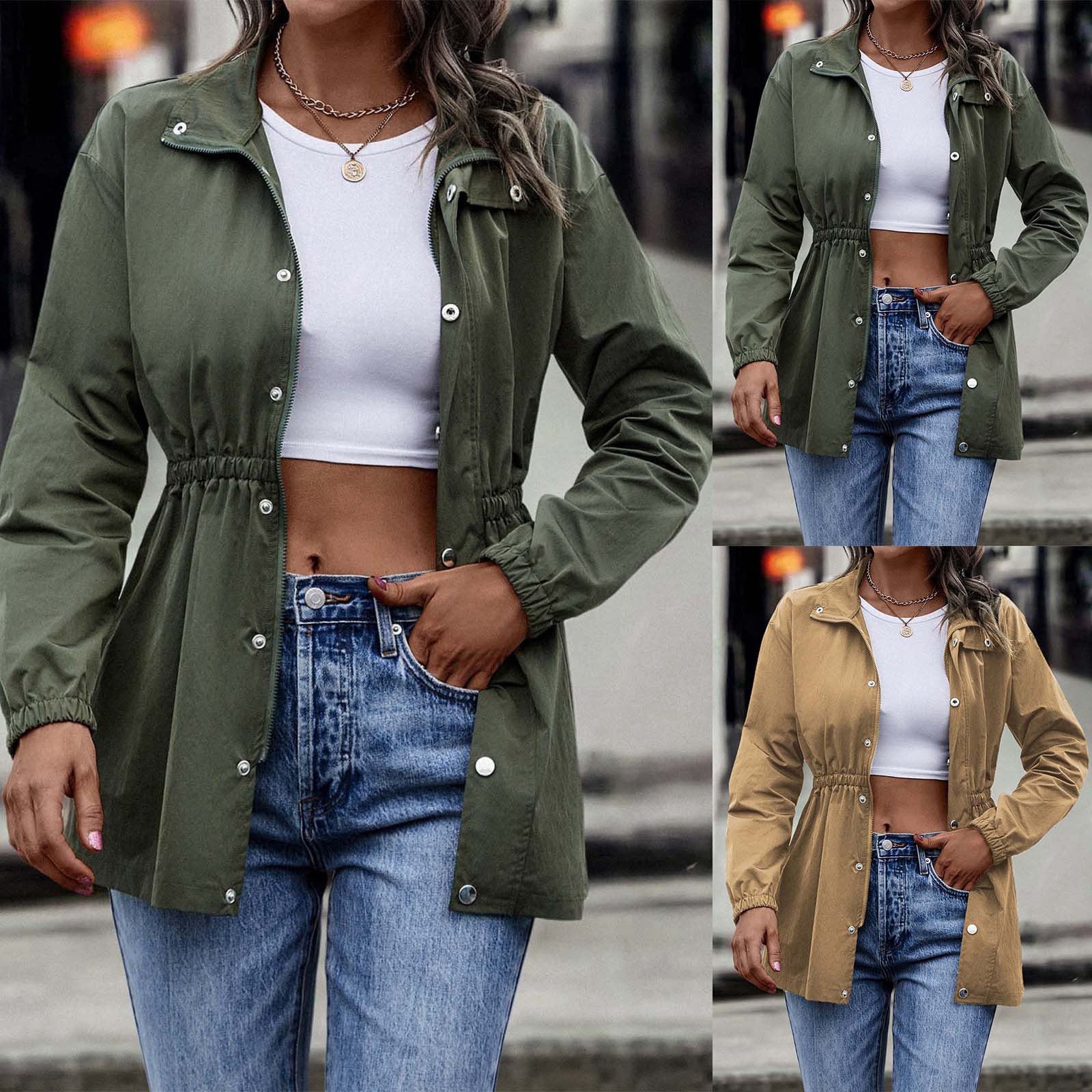 WW - Damen khaki lässige Kordelzugjacke