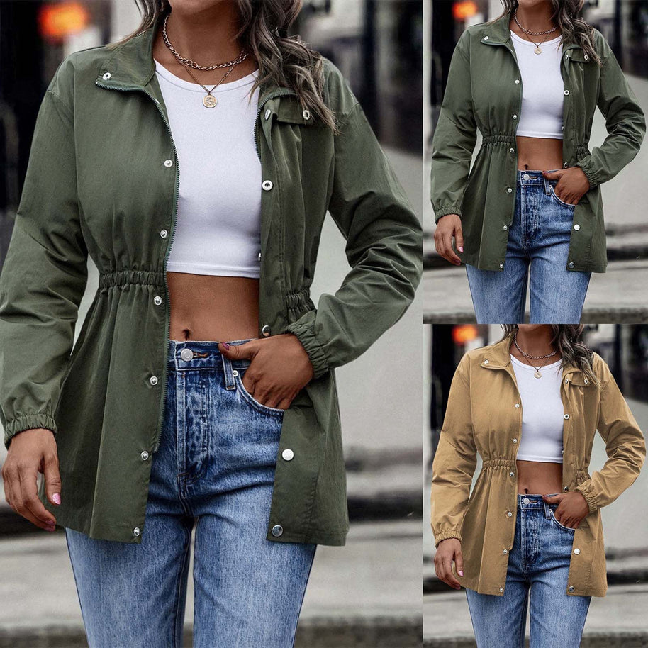 WW - Damen khaki lässige Kordelzugjacke