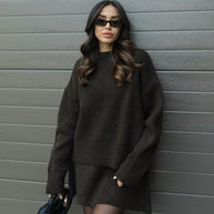 WW | teilige Strickset - Damenpullover und Rock mit lässiger Passform