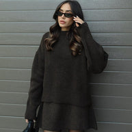 WW | teilige Strickset - Damenpullover und Rock mit lässiger Passform