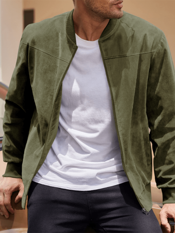 W&W Mode | Wildleder Retro Reißverschluss Herrenjacke Bomberjacke