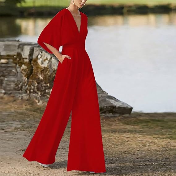 Eleganter Jumpsuit mit V-Ausschnitt