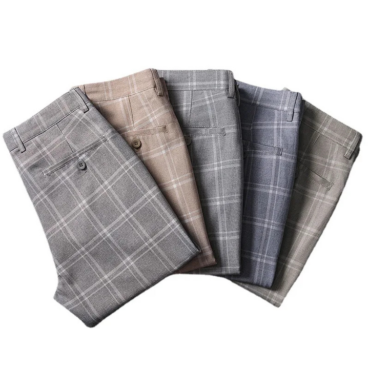 W&W Mode | Herren Kariert Hose Stretch