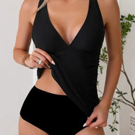 Kaye® | Wunderschöner Tankini mit zufälligem Muster und tiefem V-Ausschnitt