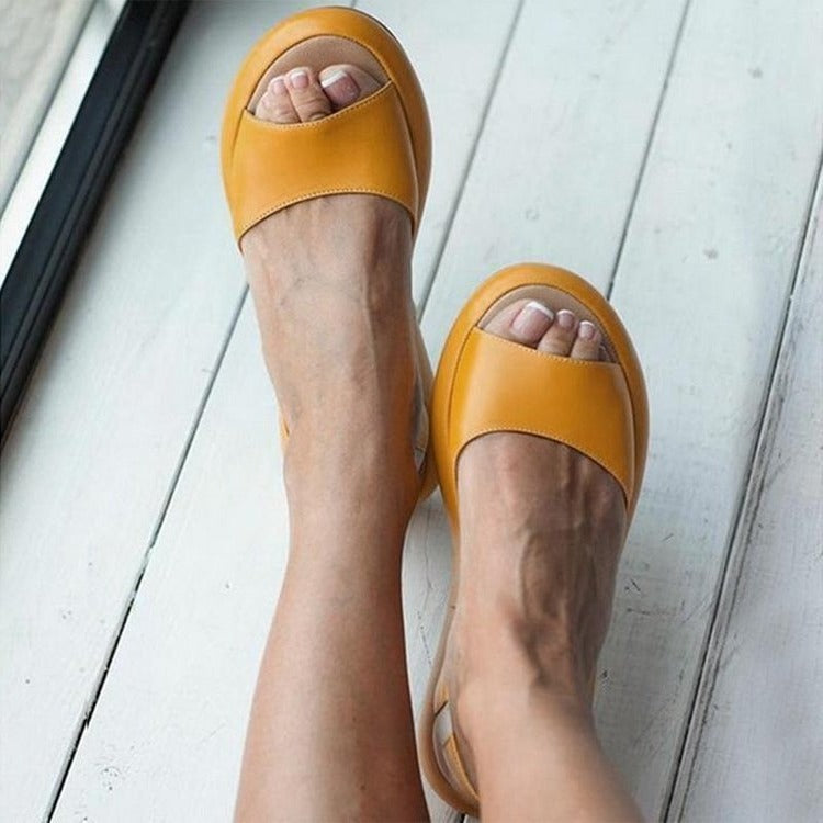 W&W Mode | Bequeme Flache Sandalen mit Offener Spitze und Rutschfester Sohle