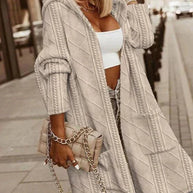 WW - Lange Strickjacke Mit Kapuze