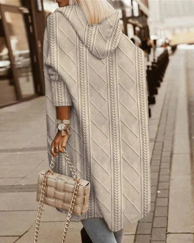 WW - Lange Strickjacke Mit Kapuze