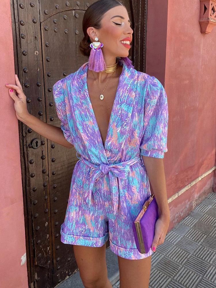 WW | Damen Leichter Gürtel Jumpsuit Atmungsaktiv, Ganzjahres Freizeit Chic Outfit