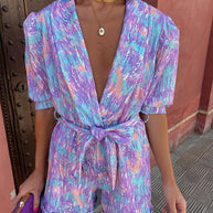 WW | Damen Leichter Gürtel Jumpsuit Atmungsaktiv, Ganzjahres Freizeit Chic Outfit