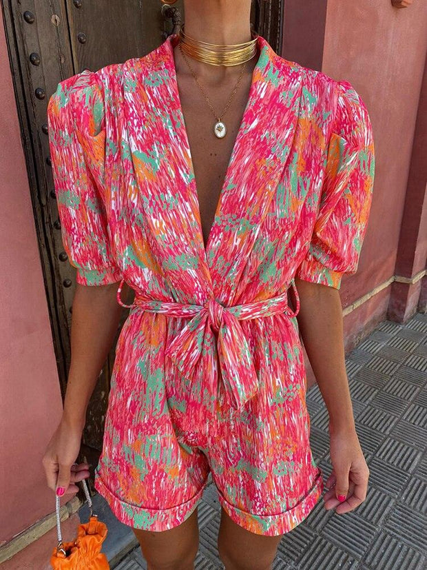 WW | Damen Leichter Gürtel Jumpsuit Atmungsaktiv, Ganzjahres Freizeit Chic Outfit