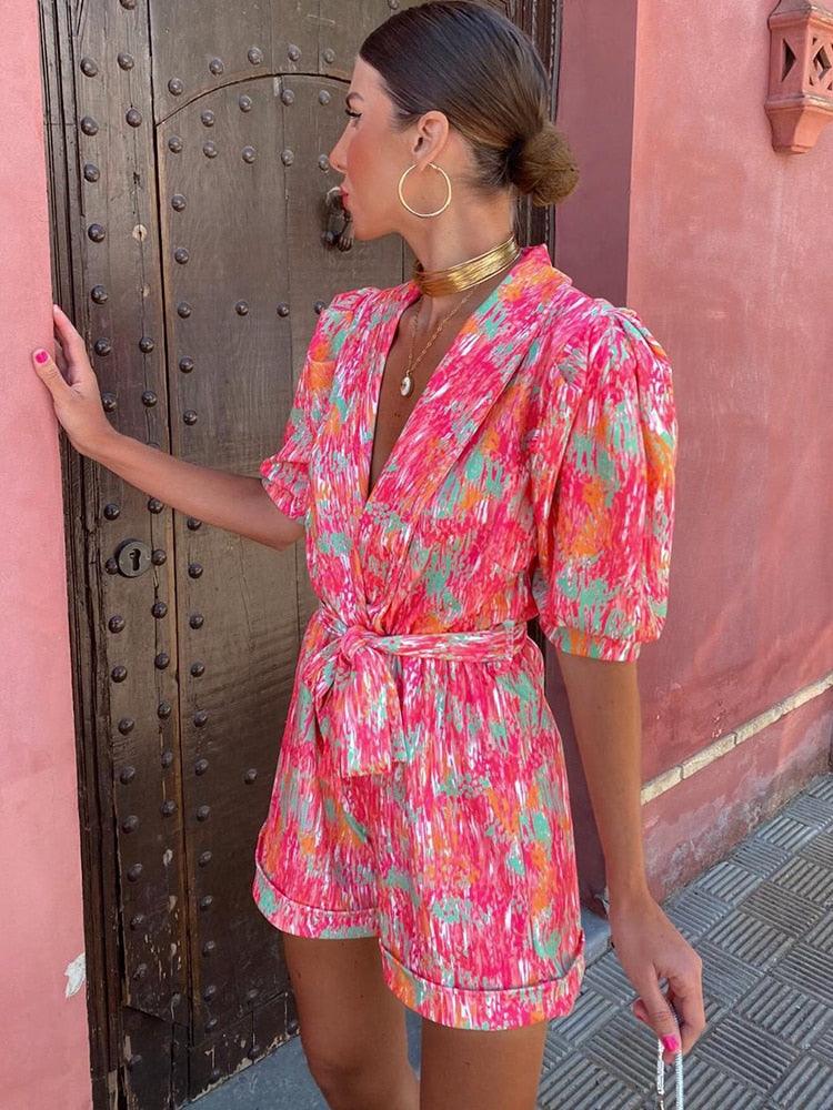 WW | Damen Leichter Gürtel Jumpsuit Atmungsaktiv, Ganzjahres Freizeit Chic Outfit