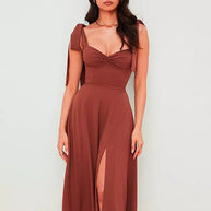 WW | Rückenfreies Korsett Korean Midi-Kleid für Frauen