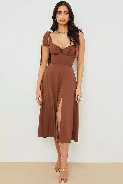 W&W Mode | Rückenfreies Korsett Korean Midi-Kleid für Frauen