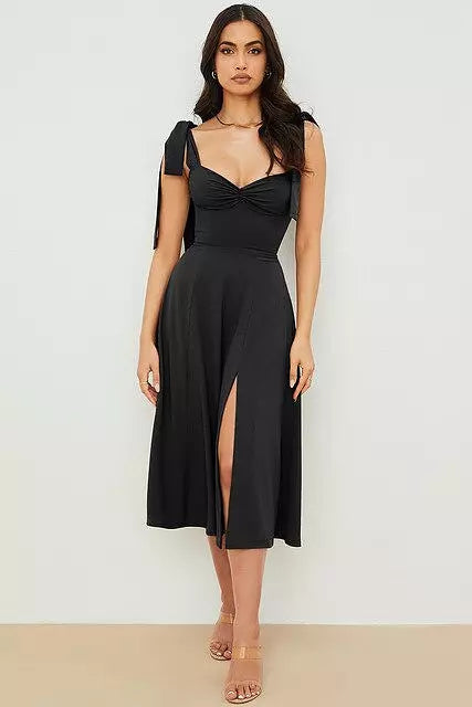 W&W Mode | Rückenfreies Korsett Korean Midi-Kleid für Frauen