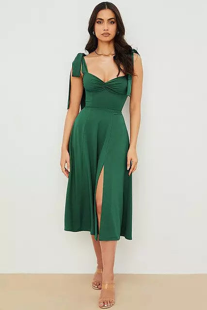 W&W Mode | Rückenfreies Korsett Korean Midi-Kleid für Frauen