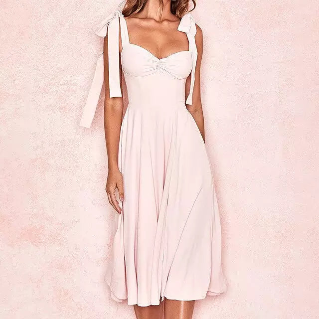 W&W Mode | Rückenfreies Korsett Korean Midi-Kleid für Frauen