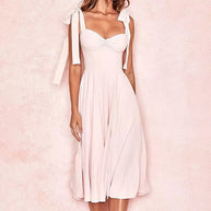 WW | Rückenfreies Korsett Korean Midi-Kleid für Frauen