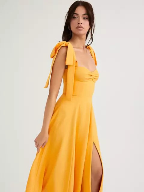W&W Mode | Rückenfreies Korsett Korean Midi-Kleid für Frauen